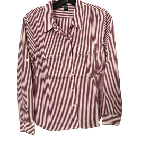 Lauren Ralph Lauren Womens Button Down Shirt Striped  Sz Large Petite NEW! - Picture 1 of 10